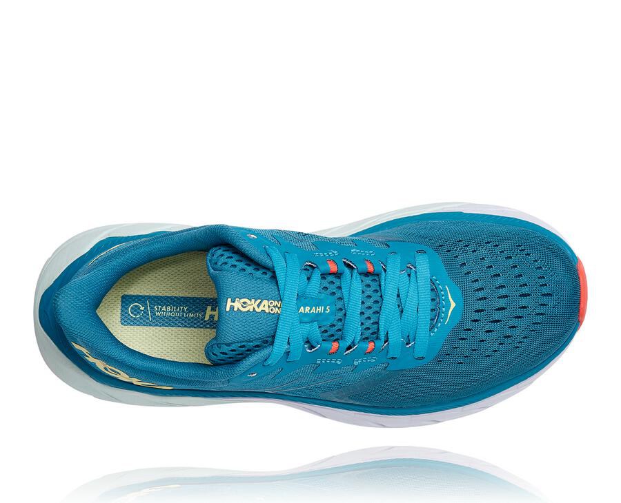 Hoka One One Koşu Ayakkabısı Kadın Mavi/Beyaz - Arahi 5 - QI0375268